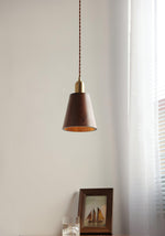 Lyfa Walnut Pendant Light – Modern Brass & Wood Hanging Lamp for Dining, Kitchen, Bedroom