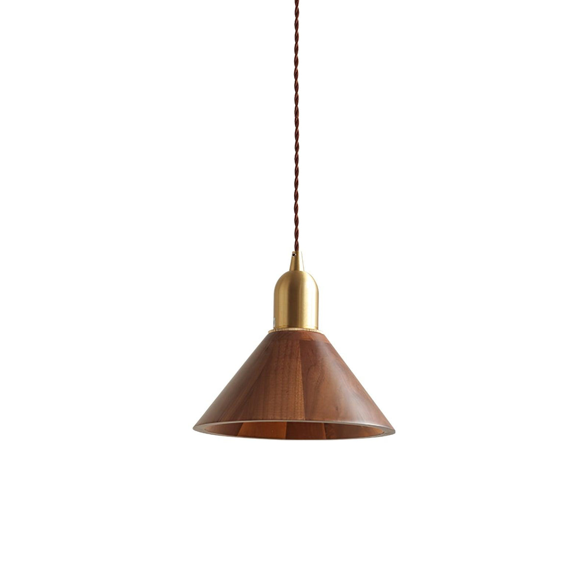 Lyfa Walnut Pendant Light – Modern Brass & Wood Hanging Lamp for Dining, Kitchen, Bedroom