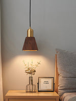 Lyfa Walnut Pendant Light – Modern Brass & Wood Hanging Lamp for Dining, Kitchen, Bedroom