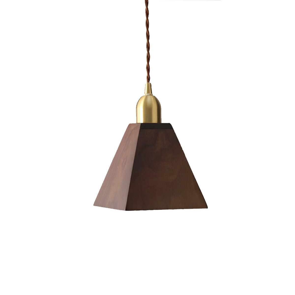 Lyfa Walnut Pendant Light – Modern Brass & Wood Hanging Lamp for Dining, Kitchen, Bedroom