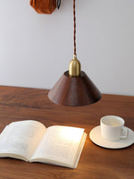 Lyfa Walnut Pendant Light – Modern Brass & Wood Hanging Lamp for Dining, Kitchen, Bedroom