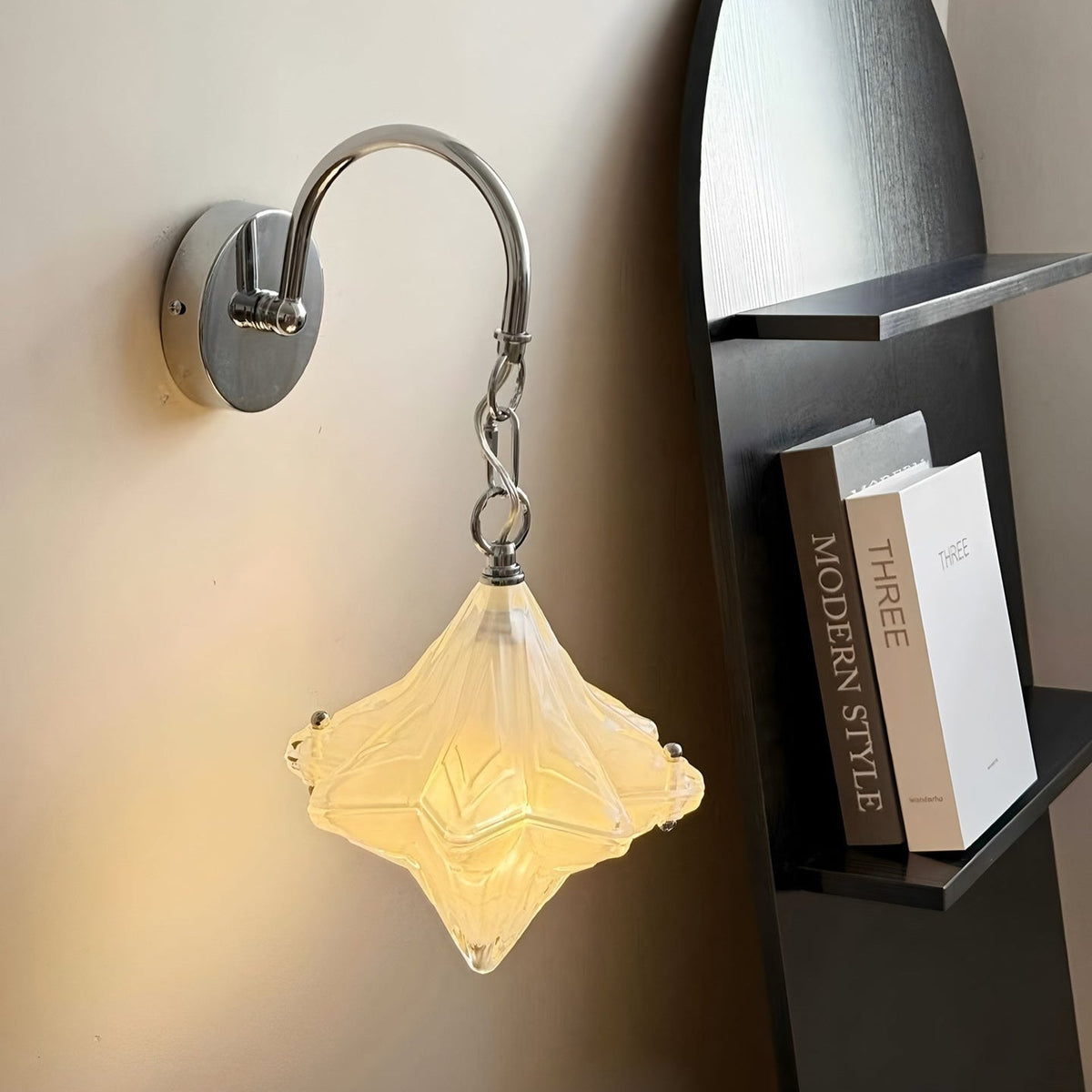 Lyra Star Wall Sconce – Modern Chrome & Glass Wall Light