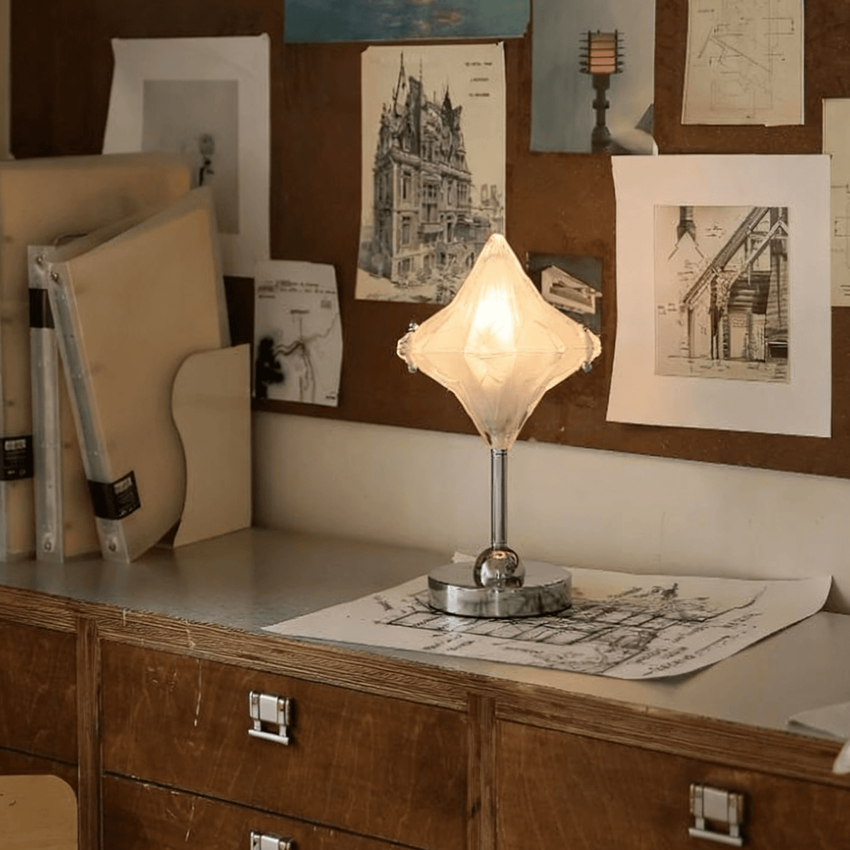 Lyra Star Table Lamp – Modern Glass Diffuser with Chrome Base for Bedside & Living Room