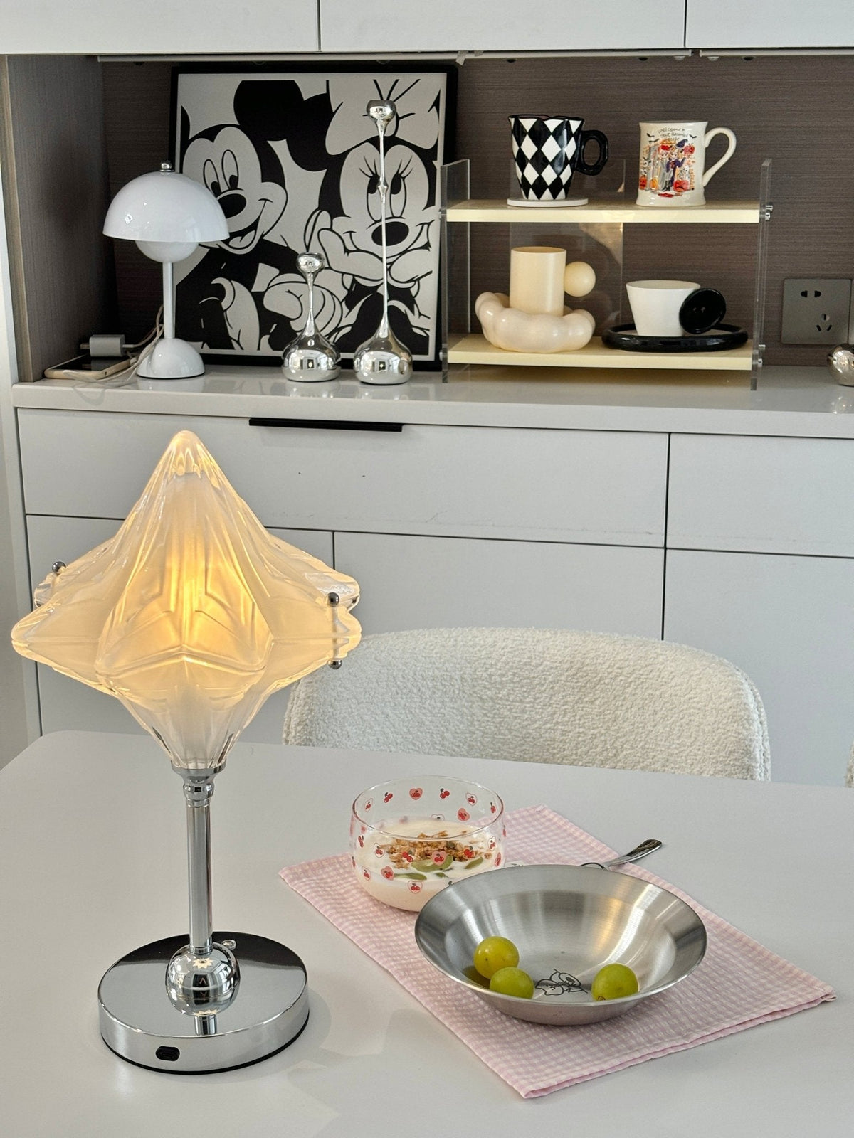 Lyra Star Table Lamp – Modern Glass Diffuser with Chrome Base for Bedside & Living Room