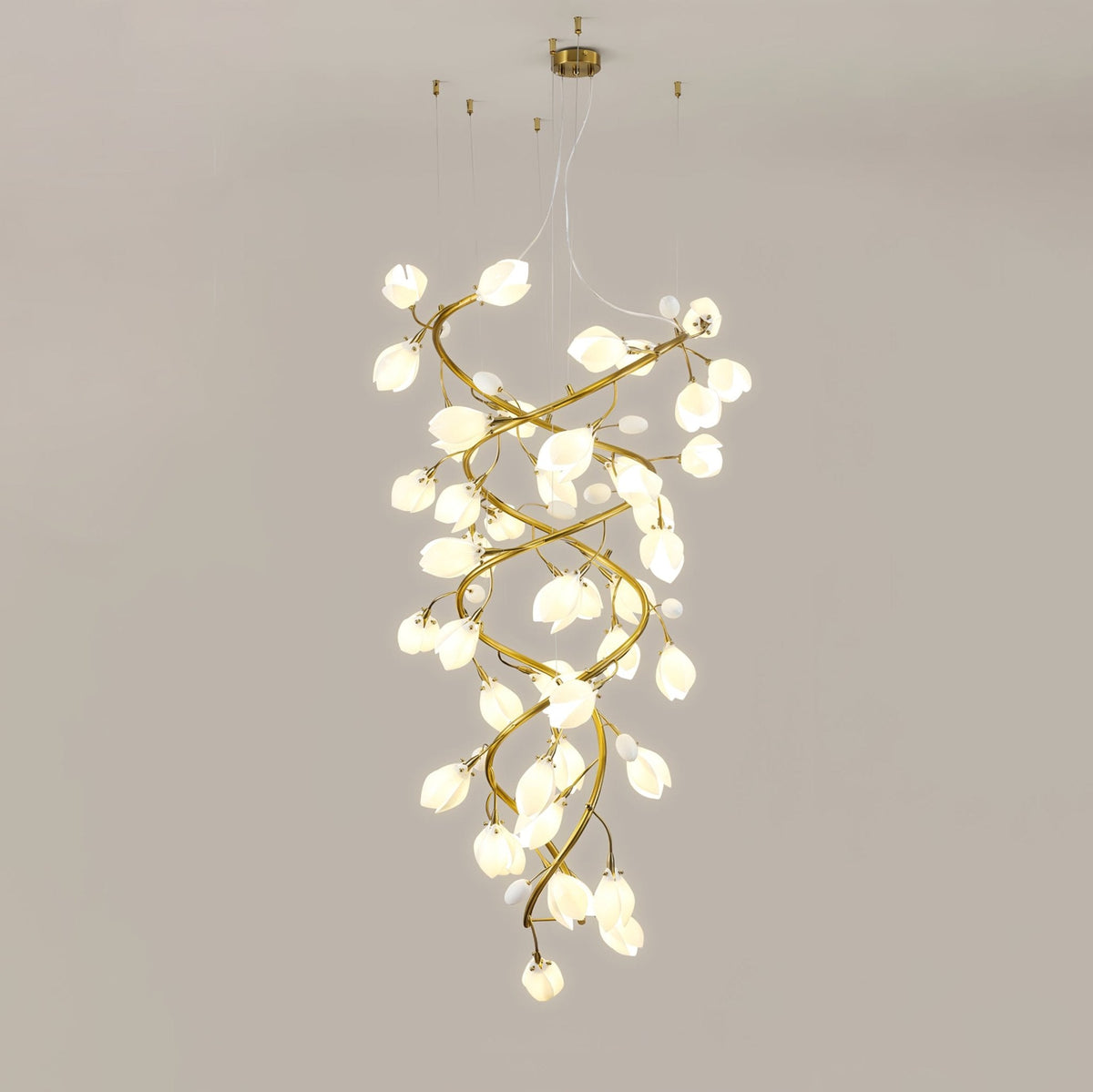 Lysandra Cascade Staircase Chandelier in Gold and Ceramic