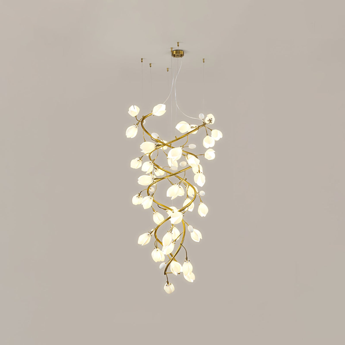 Lysandra Cascade Staircase Chandelier in Gold and Ceramic