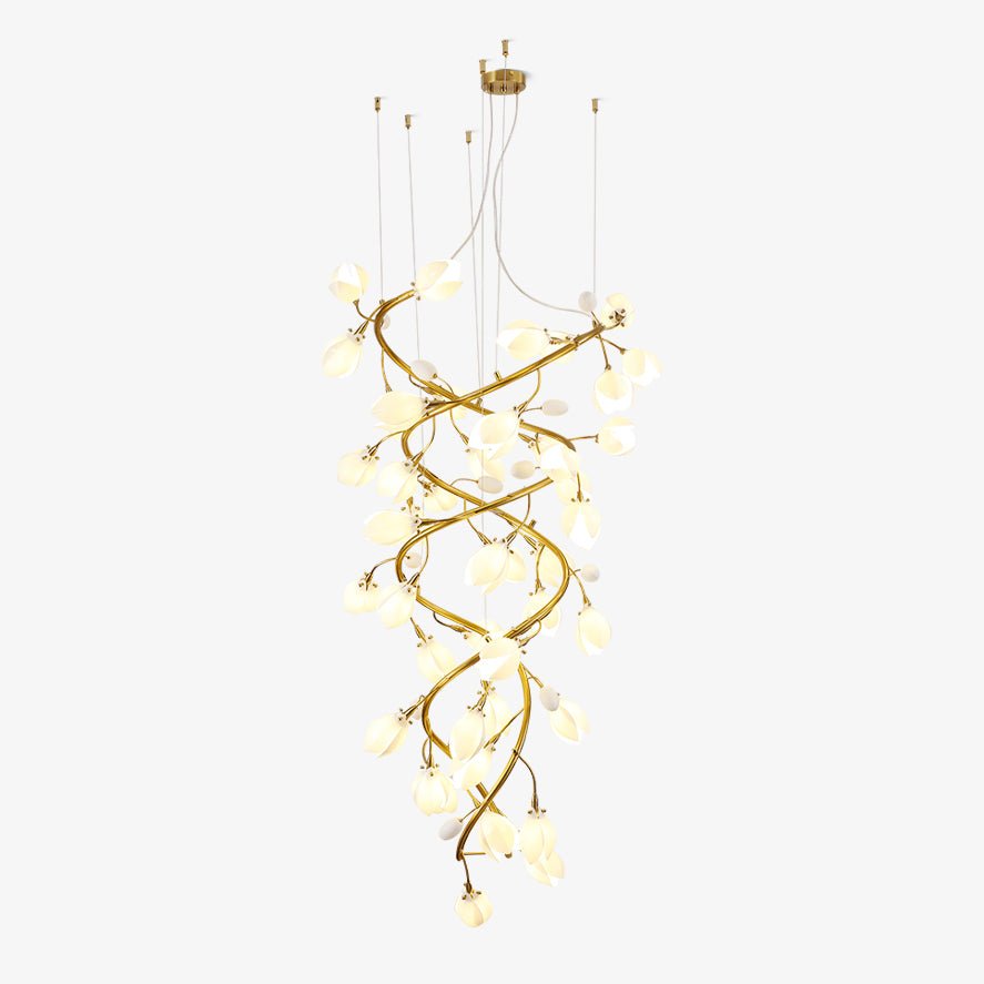 Lysandra Cascade Staircase Chandelier in Gold and Ceramic