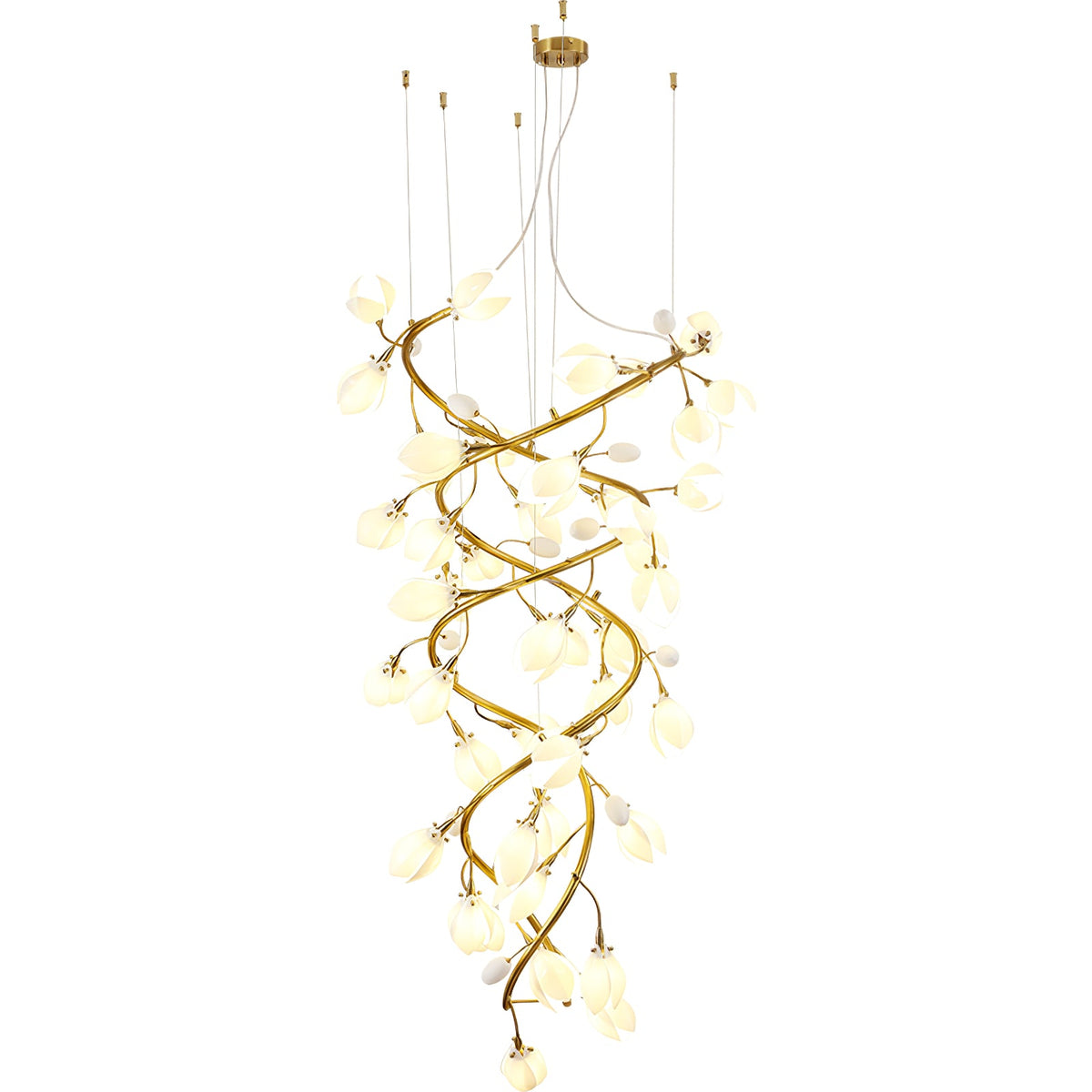 Lysandra Cascade Staircase Chandelier in Gold and Ceramic