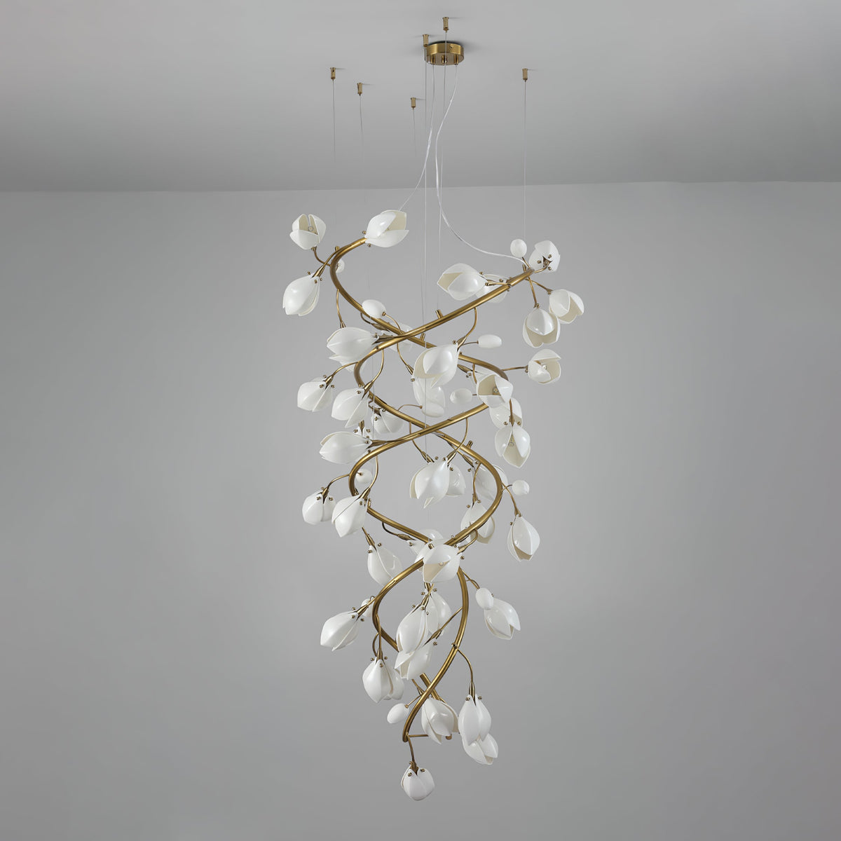 Lysandra Cascade Staircase Chandelier in Gold and Ceramic
