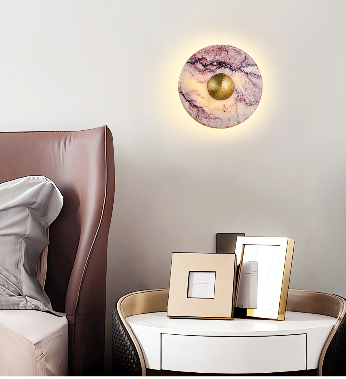 Lysandra Bulgari Purple Marble Wall Sconce with Brass Accent