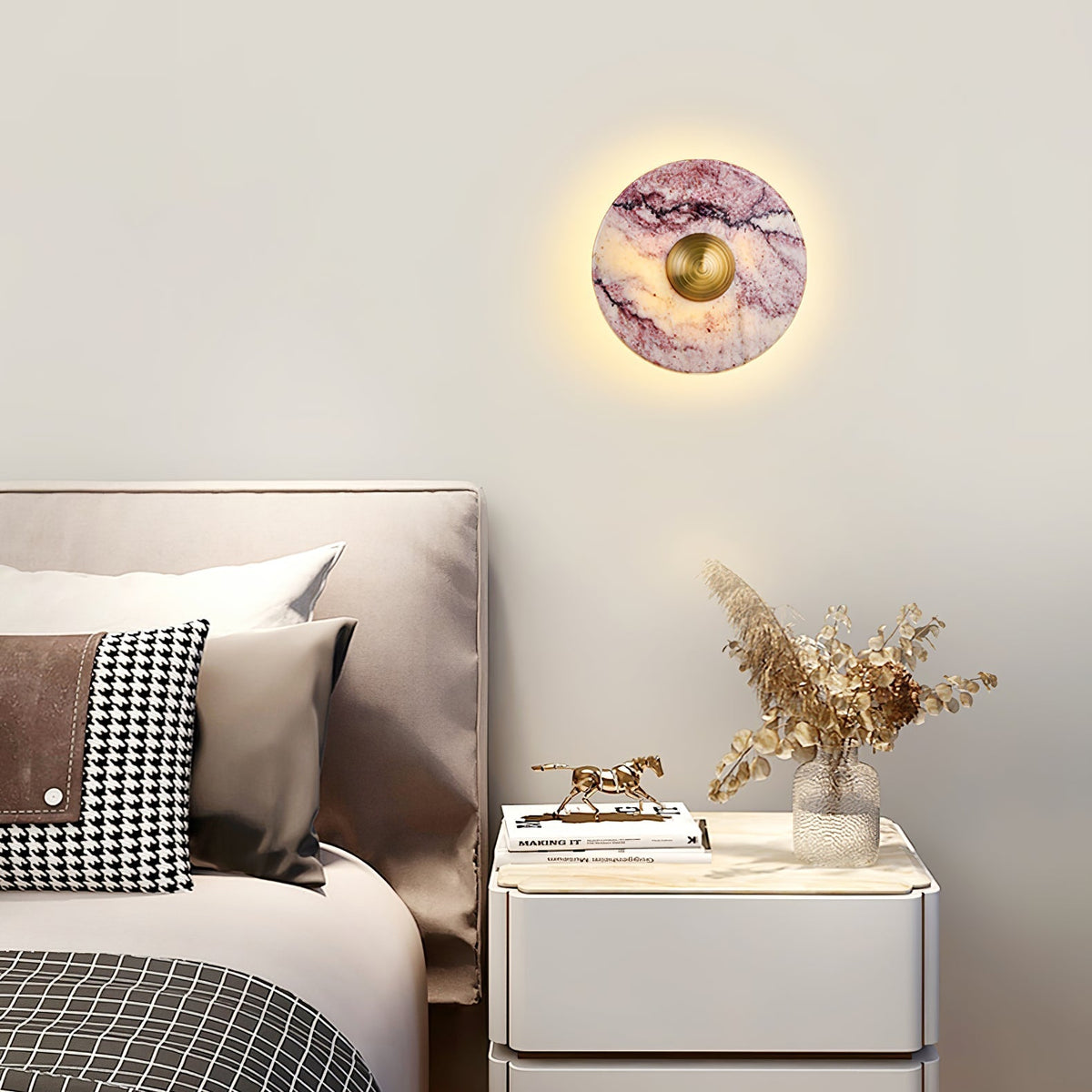 Lysandra Bulgari Purple Marble Wall Sconce with Brass Accent