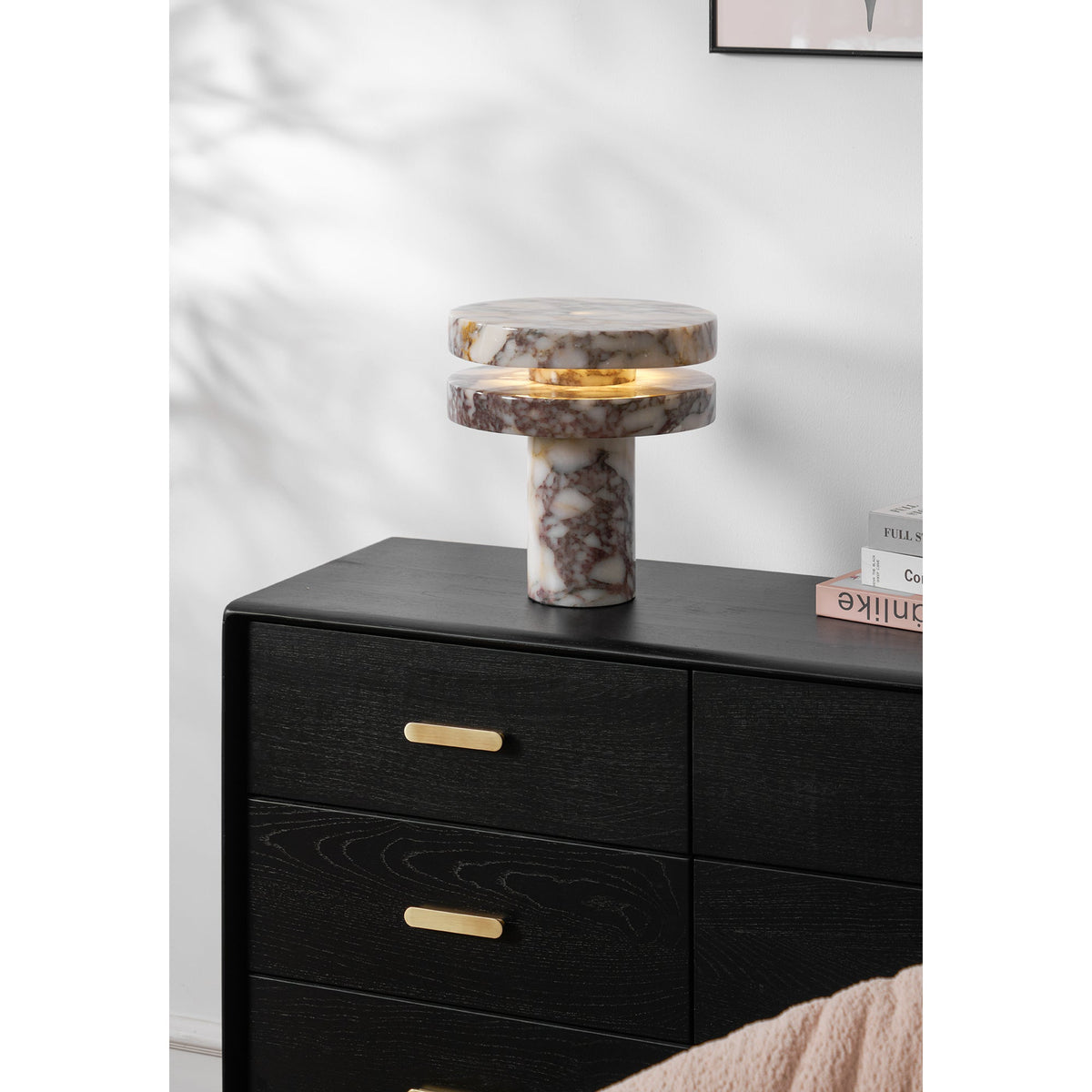 Halo Marble Table Lamp – Sculptural LED Accent Light in Natural Stone