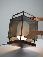 Maelis Sculptural Table Lamp with Perforated Metal Shade and Wooden Base