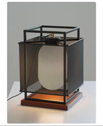 Maelis Sculptural Table Lamp with Perforated Metal Shade and Wooden Base