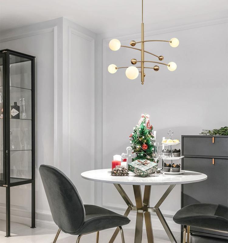 Magic Bean Chandelier — Modern Brass and Glass Pendant Light for Dining and Living Rooms