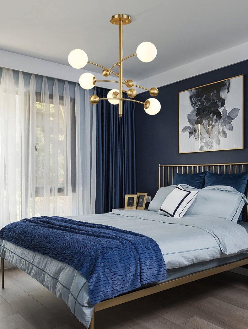 Magic Bean Chandelier — Modern Brass and Glass Pendant Light for Dining and Living Rooms
