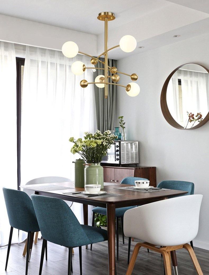 Magic Bean Chandelier — Modern Brass and Glass Pendant Light for Dining and Living Rooms