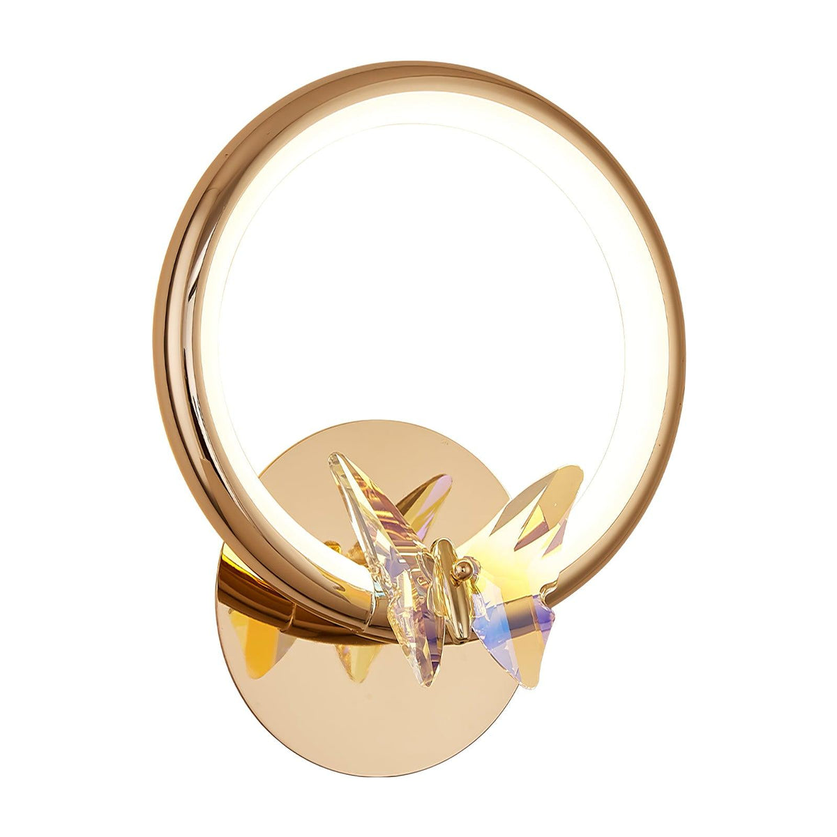 Crystal Butterfly Wall Sconce with LED Light in Gold Finish