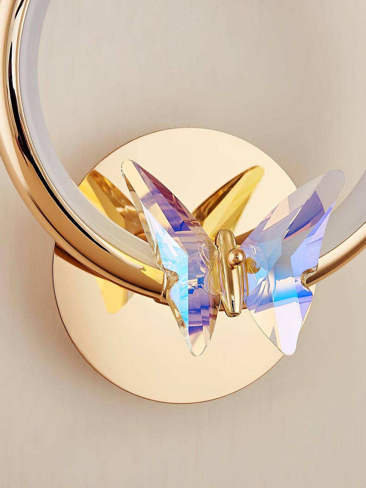 Crystal Butterfly Wall Sconce with LED Light in Gold Finish
