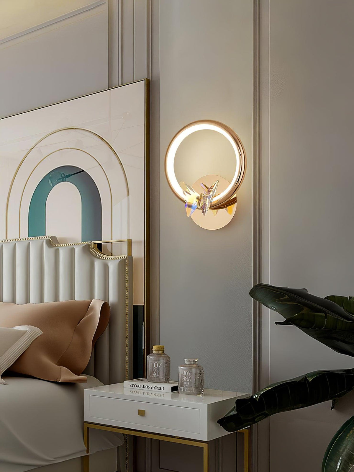 Crystal Butterfly Wall Sconce with LED Light in Gold Finish