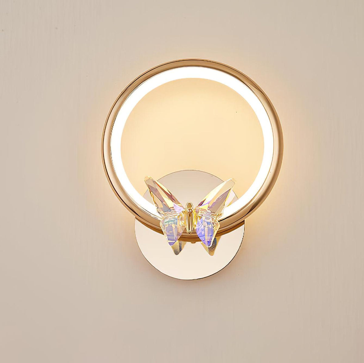 Crystal Butterfly Wall Sconce with LED Light in Gold Finish