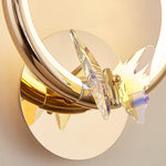 Crystal Butterfly Wall Sconce with LED Light in Gold Finish
