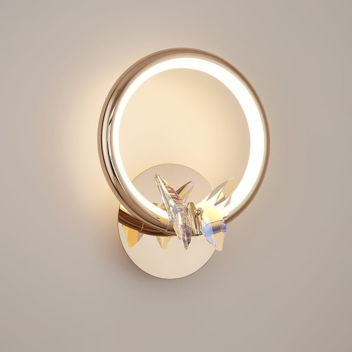 Crystal Butterfly Wall Sconce with LED Light in Gold Finish