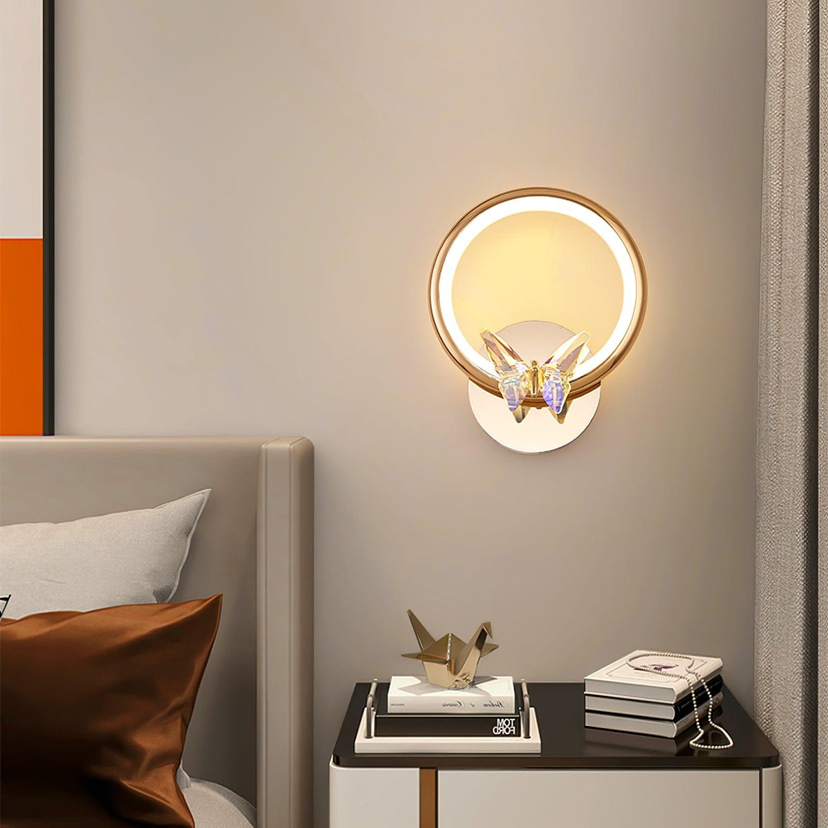 Crystal Butterfly Wall Sconce with LED Light in Gold Finish