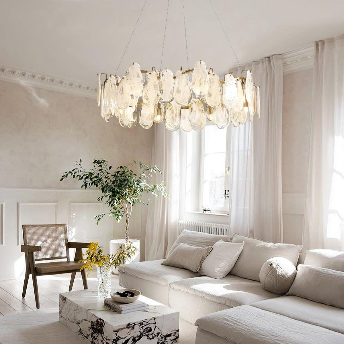 Mahina Cloud Glass Chandelier for Modern Dining Room and Living Room