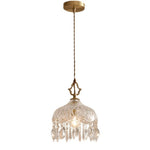 All Copper Retro Light Luxury Crystal Glass Small Pendant Lamp