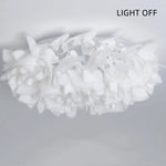 Simple Nordic Style Cozy Bedroom With Petal Shaped Ceiling Lamp