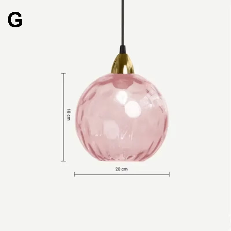 Alloliving Modern Simple Colored Water Pattern Glass Ball Pendant Light