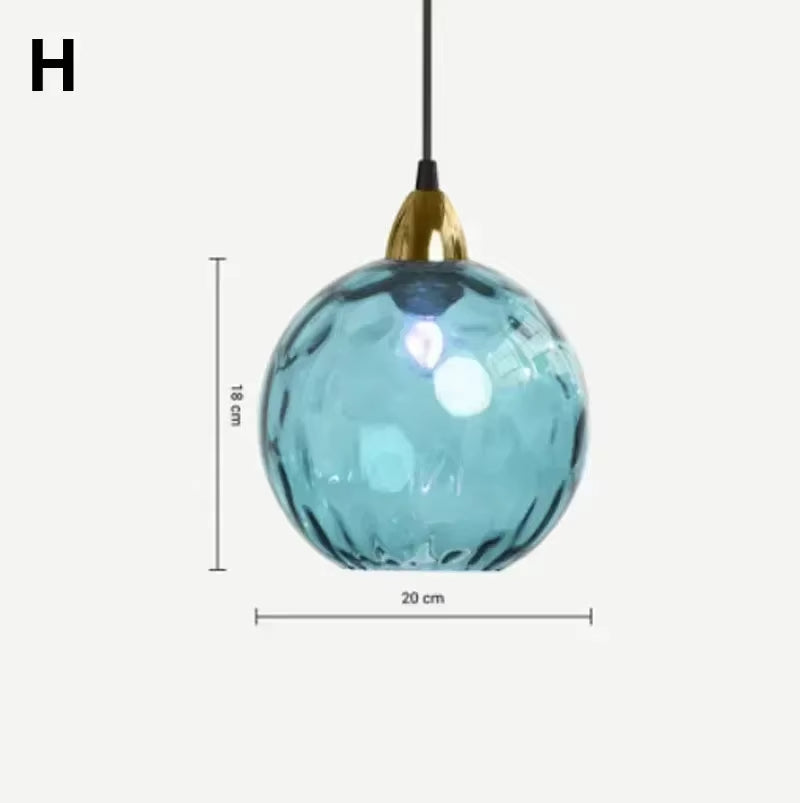 Alloliving Modern Simple Colored Water Pattern Glass Ball Pendant Light