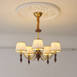 Majestic Veil Chandelier — Pleated Fabric Shades, Walnut & Brass, 3/5/8-Light