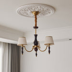 Majestic Veil Chandelier — Pleated Fabric Shades, Walnut & Brass, 3/5/8-Light