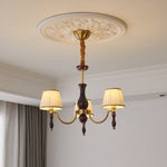 Majestic Veil Chandelier — Pleated Fabric Shades, Walnut & Brass, 3/5/8-Light