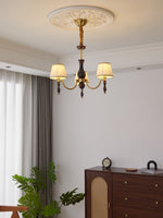 Majestic Veil Chandelier — Pleated Fabric Shades, Walnut & Brass, 3/5/8-Light