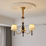 Majestic Veil Chandelier — Pleated Fabric Shades, Walnut & Brass, 3/5/8-Light