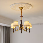 Majestic Veil Chandelier — Pleated Fabric Shades, Walnut & Brass, 3/5/8-Light