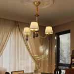 Majestic Veil Chandelier — Pleated Fabric Shades, Walnut & Brass, 3/5/8-Light