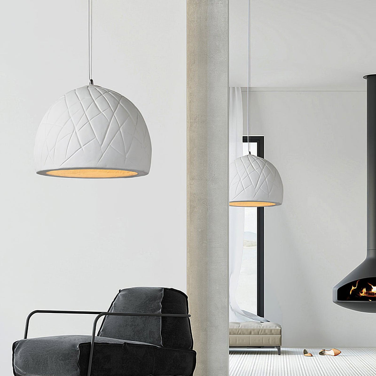 Malva Pendant Light – Sculptural White Clay LED Pendant for Modern Interiors