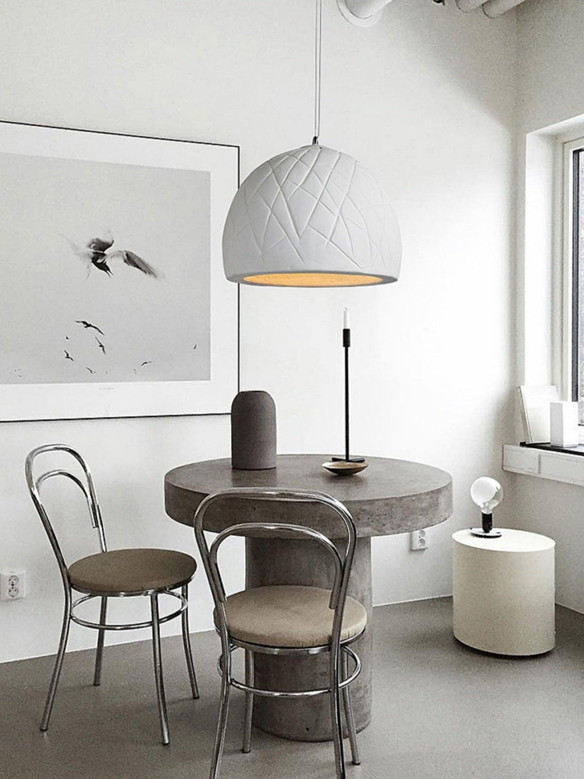 Malva Pendant Light – Sculptural White Clay LED Pendant for Modern Interiors