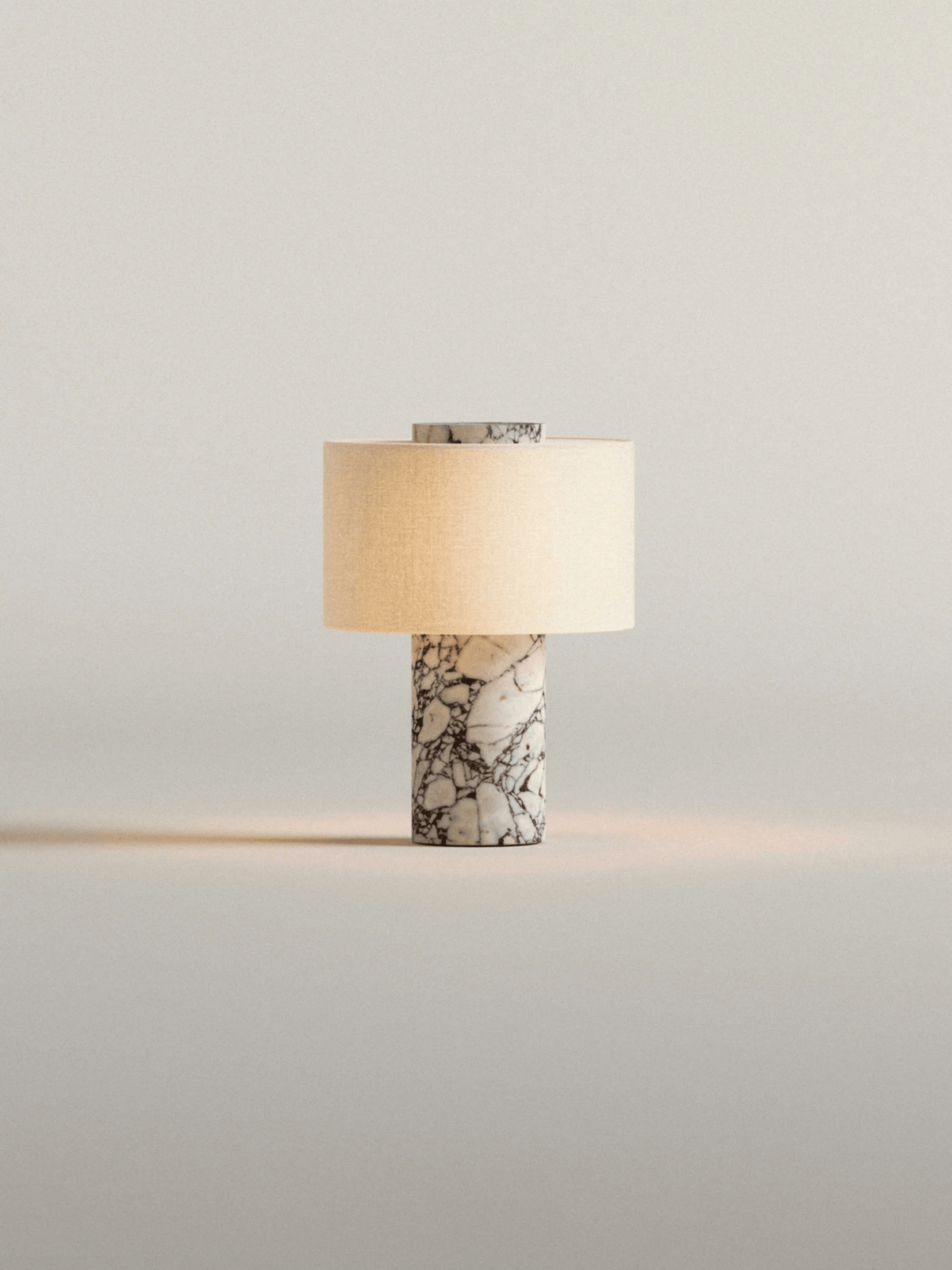 Marbella Stone Table Lamp with Linen Shade for Modern Interiors