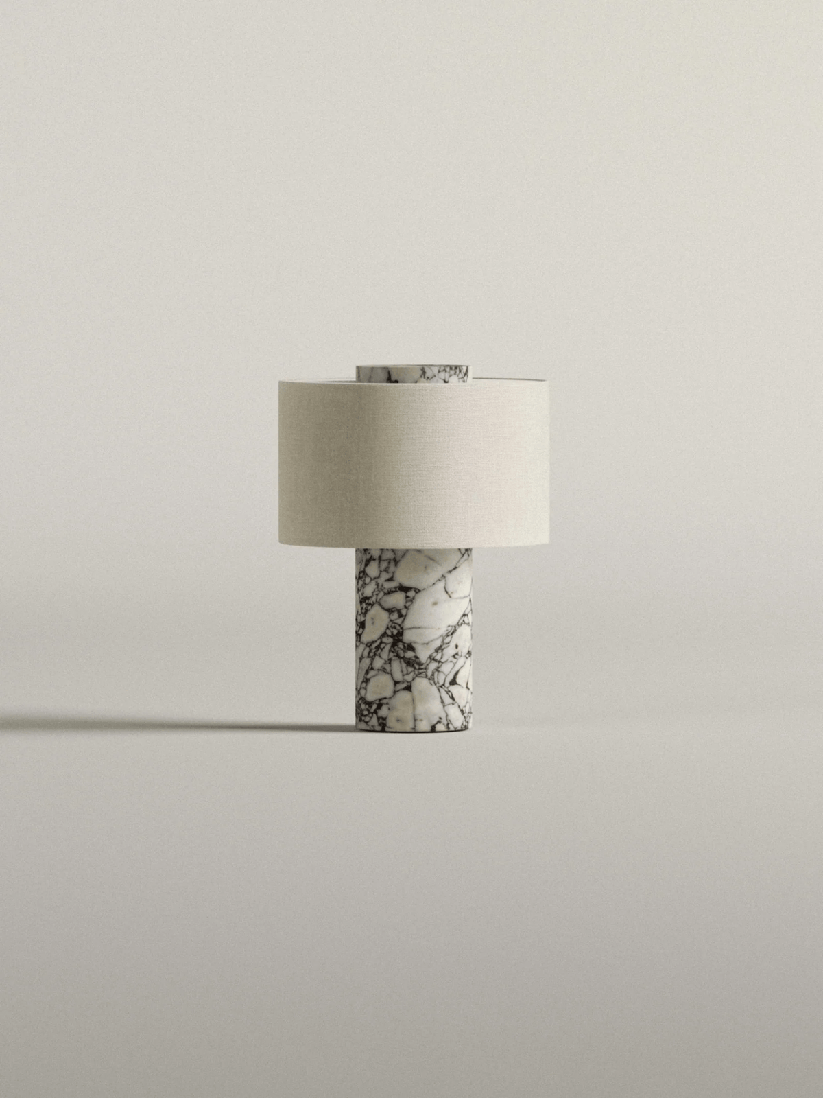 Marbella Stone Table Lamp with Linen Shade for Modern Interiors