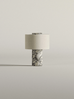 Marbella Stone Table Lamp with Linen Shade for Modern Interiors
