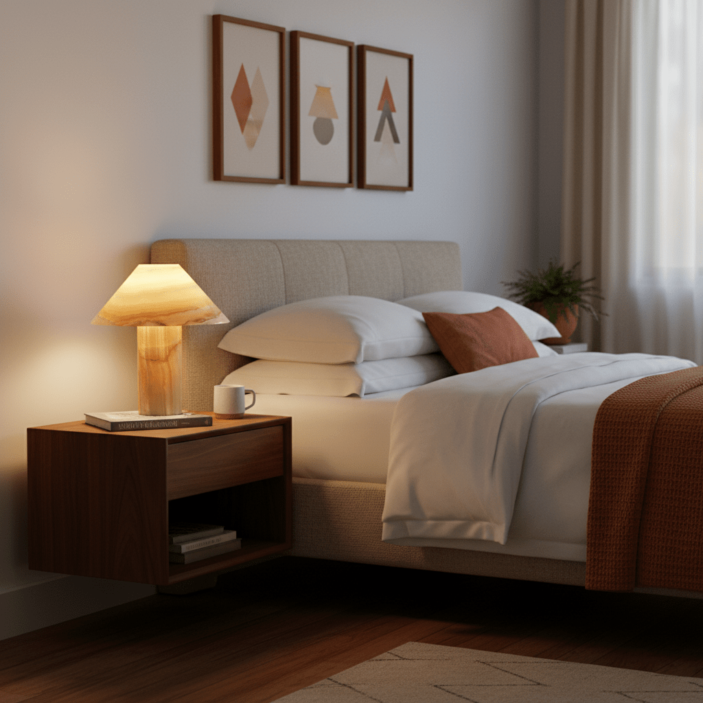 Marbelle Onyx Table Lamp – Hand-Carved Natural Stone Bedside Light