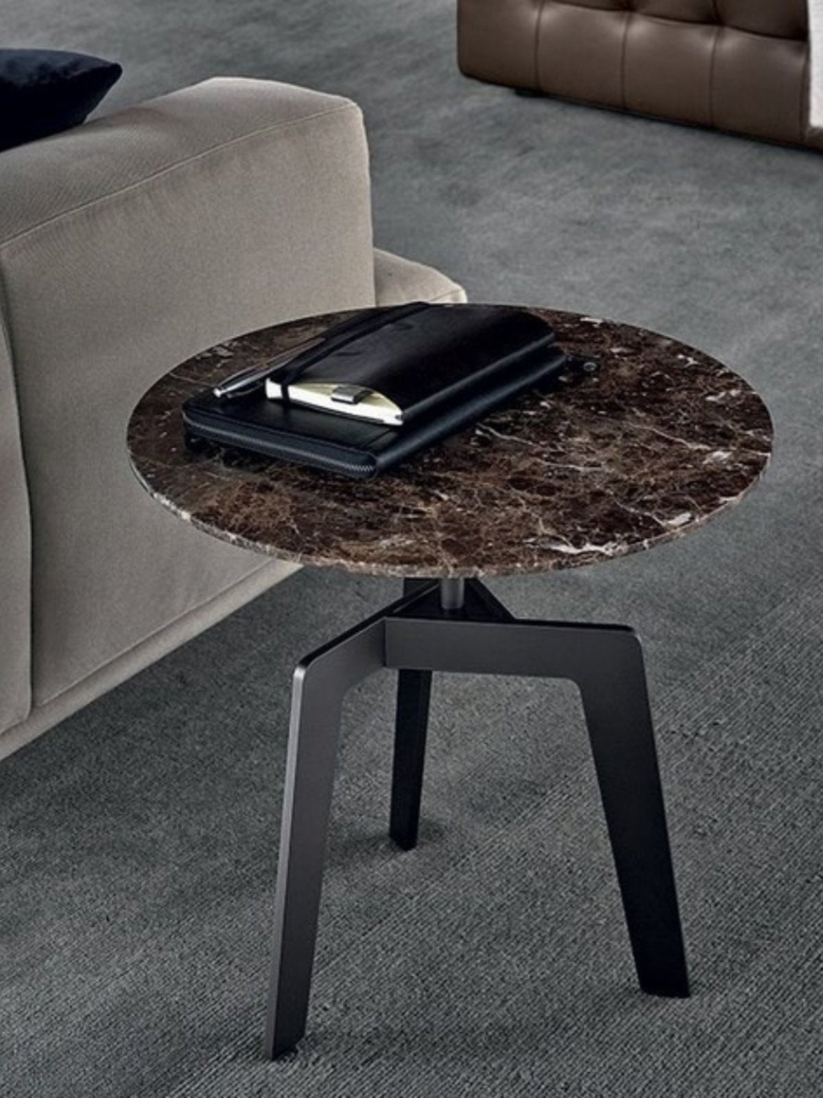 Sculptural Marble Accent Side Table with Metal Base for Modern Interiors