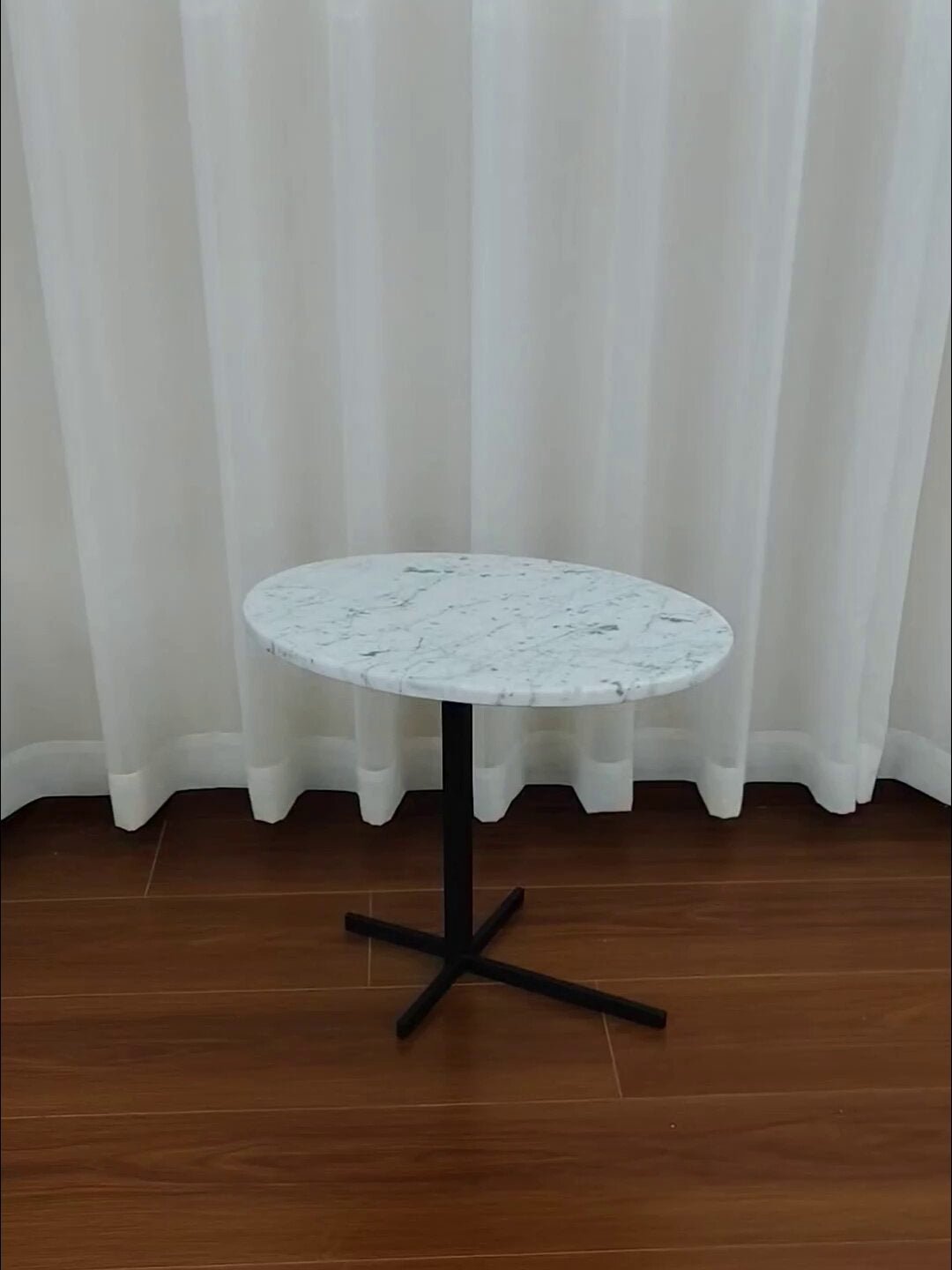 Sculptural Marble Accent Side Table with Metal Base for Modern Interiors