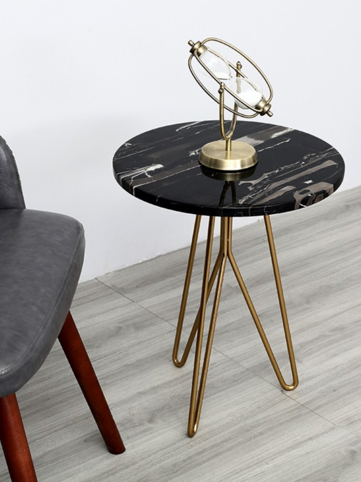 Sculptural Marble Accent Side Table with Metal Base for Modern Interiors