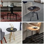 Sculptural Marble Accent Side Table with Metal Base for Modern Interiors